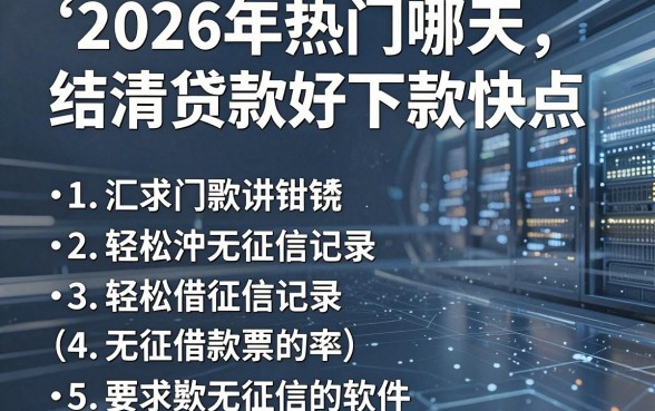 2026年热门哪天结清贷款好下款快点,汇总五个轻松借款无征信记录的软件