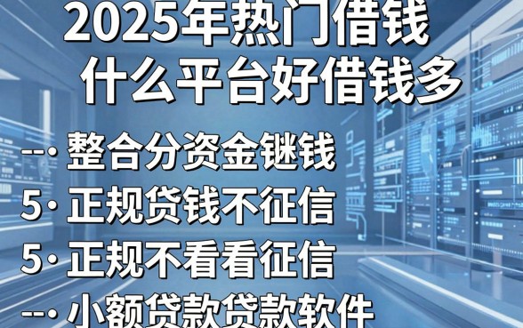 2025年热门借钱什么平台好借钱多，整合5个正规不看征信的小额贷款软件