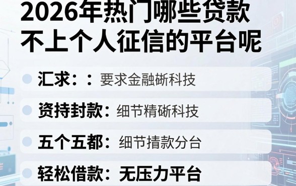 2026年热门哪些贷款不上个人征信的平台呢,汇总五个轻松借款无压力平台