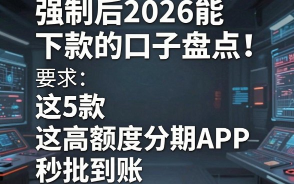 强制后2026能下款的口子盘点!这5款高额度分期APP秒批到账