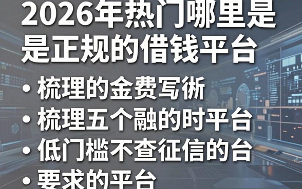 2026年热门哪里是正规的借钱平台,梳理五个低门槛不查征信的平台