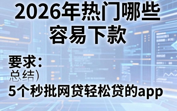 2026年热门哪些容易下款,总结5个秒批网贷轻松贷的app
