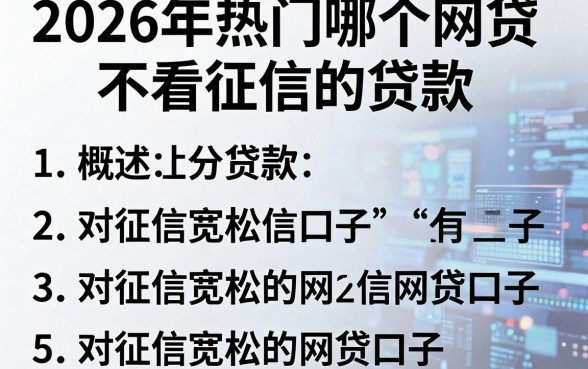 2026年热门哪个网贷不看征信的贷款,概括5个对征信宽松的网贷口子