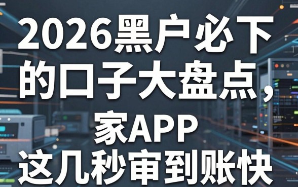 2026黑户必下的口子大盘点,这几家APP秒审到账快!