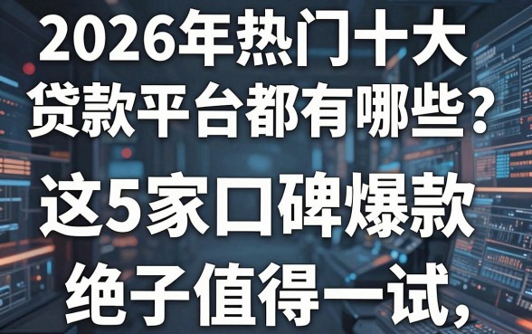 2026年热门十大贷款平台都有哪些？这5家口碑爆款，绝对值得一试！