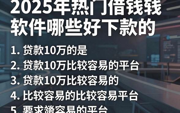 2025年热门借钱软件哪些好下款的,总结五个贷款10万比较容易的平台