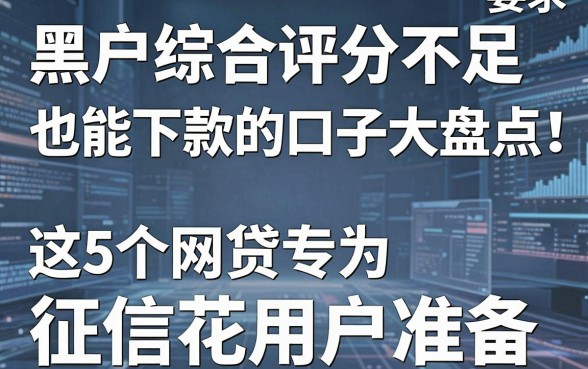 黑户综合评分不足也能下款的口子大盘点!这5个网贷专为征信花用户准备