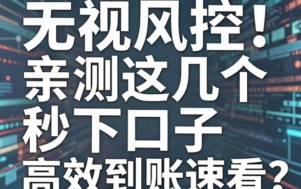 无视风控！亲测这几个秒下口子，高效到账速看