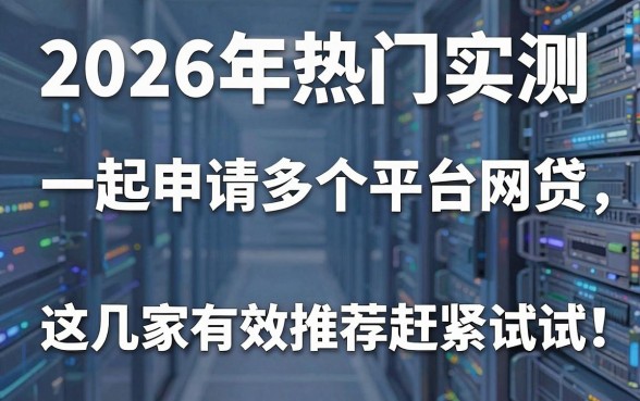 2026年热门实测：一起申请多个平台网贷，这几家有效推荐赶紧试试！