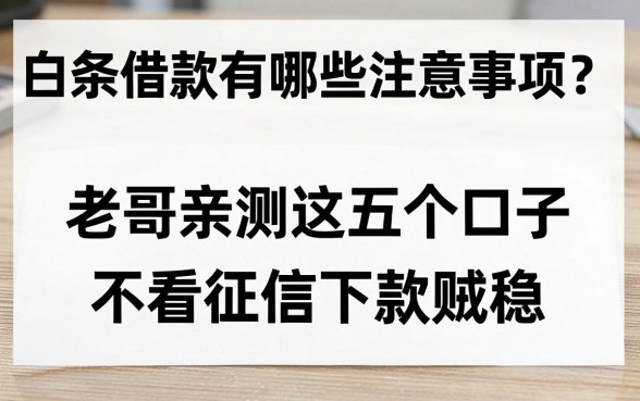 白条借款有哪些注意事项?老哥亲测这五个口子,不看征信下款贼稳