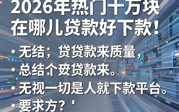 2026年热门十万块在哪儿贷款好下款，总结五个无视一切是人就下款平台