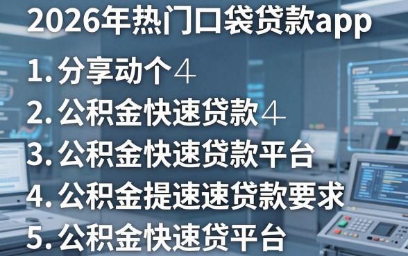 2026年热门口袋贷款app,分享五个公积金快速贷款平台