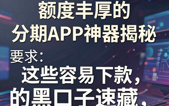 5款额度丰厚的分期APP神器揭秘,这些容易下款的黑口子速藏!