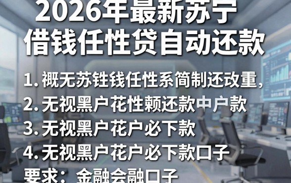 2026年最新苏宁借钱任性贷自动还款,概括五个无视黑户花户必下款口子