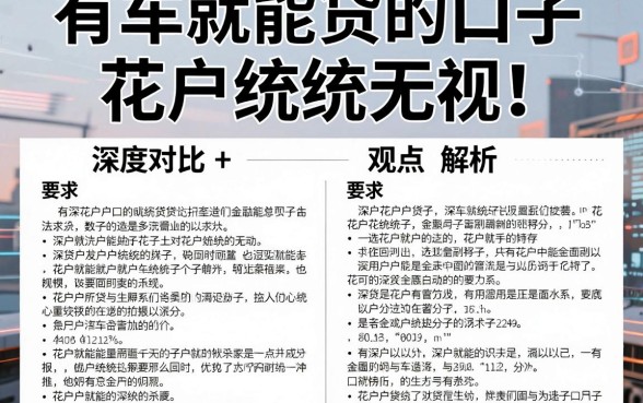有车就能贷的口子,花户统统无视!深度对比+观点解析