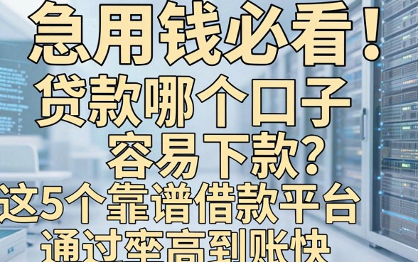 急用钱必看！贷款哪个口子容易下款？这5个靠谱借款平台通过率高到账快！