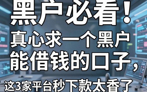 黑户必看!真心求一个黑户能借钱的口子,这3家平台秒下款太香了