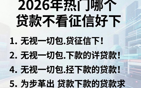 2026年热门哪个贷款不看征信好下,罗列五个无视一切包下款的贷款