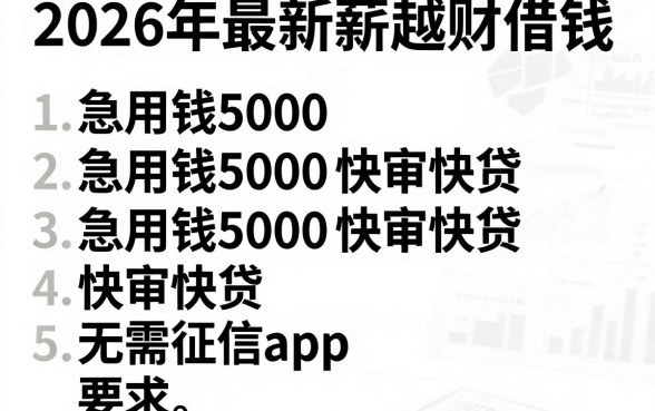 2026年最新薪越财借钱,罗列五个急用钱5000快审快贷无需征信app