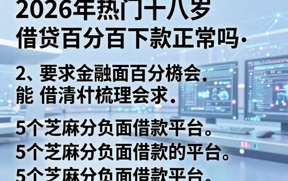 2026年热门十八岁借贷百分百下款正常吗，梳理5个芝麻分负面借款的平台