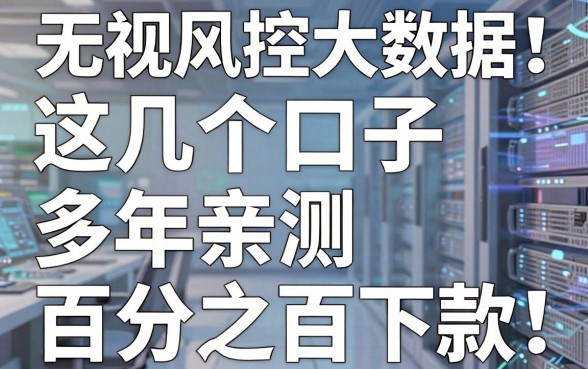 无视风控大数据！这几个口子多年亲测百分之百下款，速看