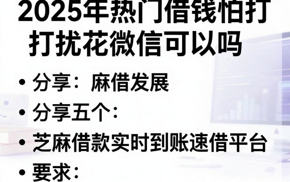 2025年热门借钱怕打扰花微信可以吗,分享五个芝麻借款实时到账速借平台