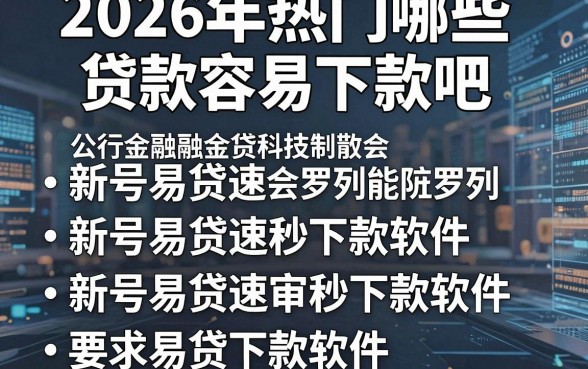 2026年热门哪些贷款容易下款吧，罗列五个新号易贷速审秒下款软件