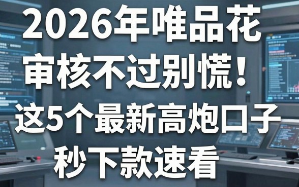 2026年唯品花审核不过别慌!这5个最新高炮口子秒下款速看