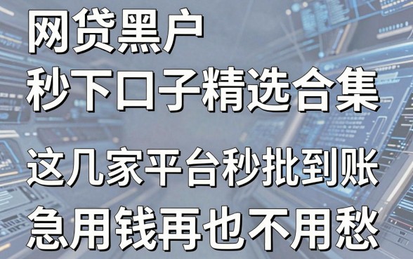 网贷黑户秒下口子精选合集,这几家平台秒批到账,急用钱再也不用愁!