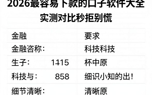 2026最容易下款的口子软件大全,实测对比秒拒别慌!