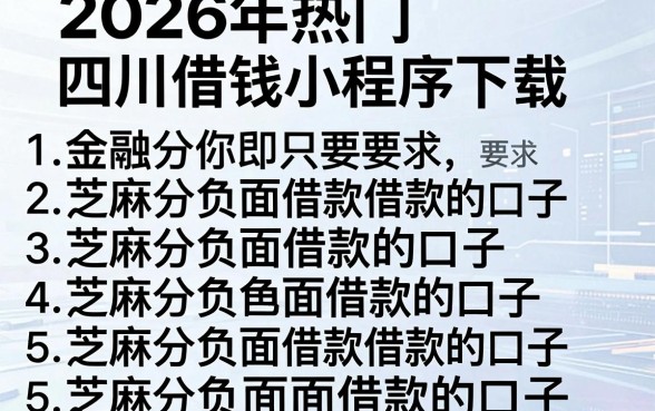 2026年热门四川借钱小程序下载，罗列五个芝麻分负面借款的口子