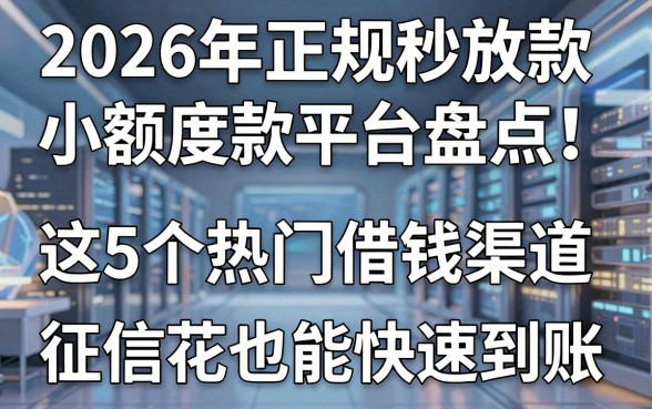 2026年正规秒放款小额度款平台盘点！这5个热门借钱渠道，征信花也能快速到账