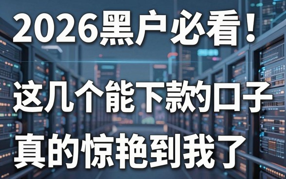 2026黑户必看！这几个能下款的口子真的惊艳到我了