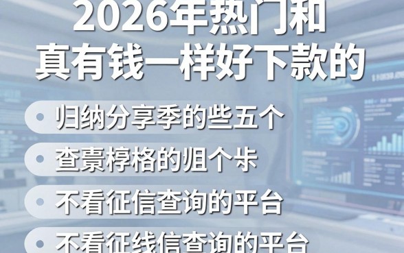 2026年热门和真有钱一样好下款的，归纳五个不看征信查询的平台