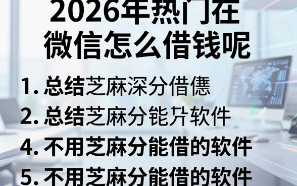 2026年热门在微信怎么借钱呢，总结五个不用芝麻分能借的软件