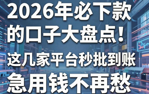 2026年必下款的口子大盘点！这几家平台秒批到账，急用钱不再愁！