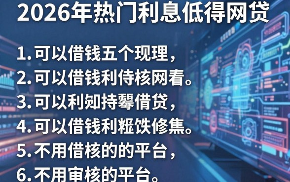 2026年热门利息低得网贷，整理五个可以借钱不用审核的平台