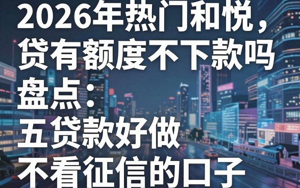 2026年热门和悦贷有额度不下款吗，盘点五个贷款好做不看征信的口子