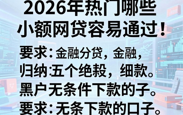 2026年热门哪些小额网贷容易通过，归纳五个黑户无条件下款的口子
