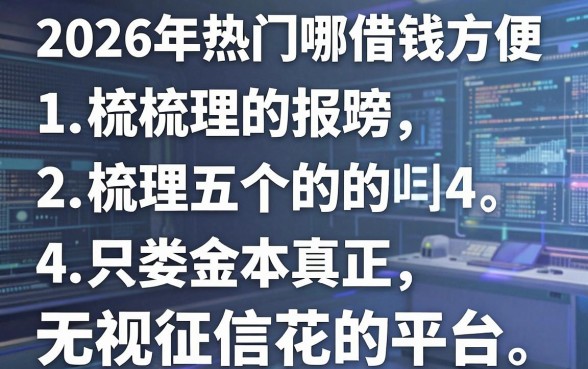 2026年热门哪借钱方便,梳理五个真正无视征信花的平台