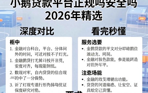 小鹅贷款平台正规吗安全吗2026年精选，深度对比看完秒懂！