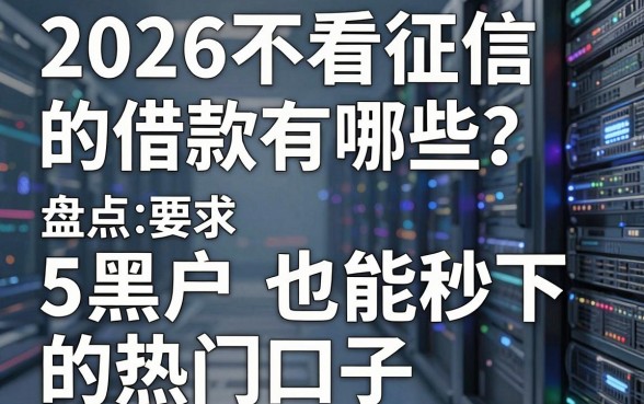 2026不看征信的借款有哪些？盘点5个黑户也能秒下的热门口子！