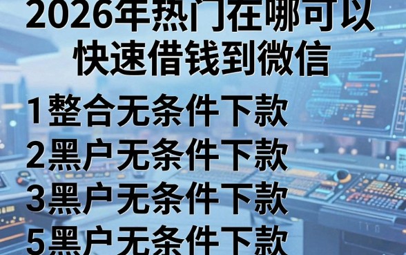 2026年热门在哪可以快速借钱到微信,整合五个黑户无条件下款的平台