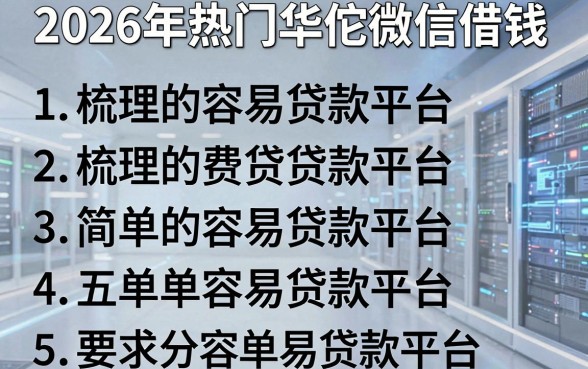 2026年热门华佗微信借钱,梳理五个简单容易贷款平台