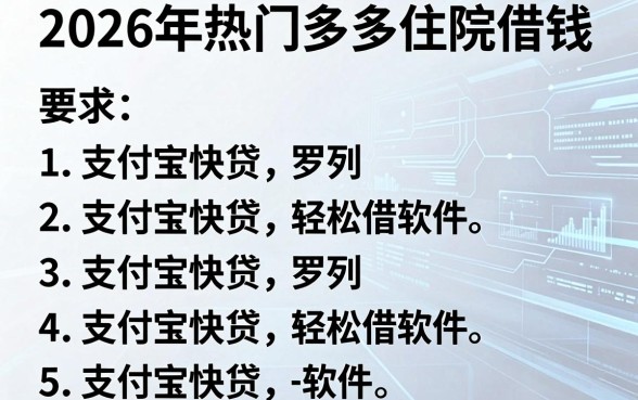 2026年热门多多住院借钱,罗列五个支付宝快贷轻松借软件