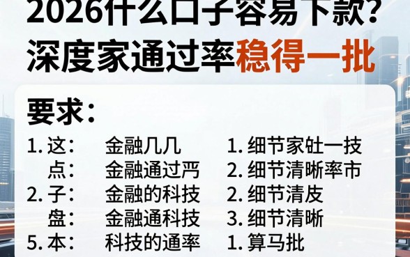 2026什么口子容易下款？深度对比盘点，这几家通过率稳得一批！
