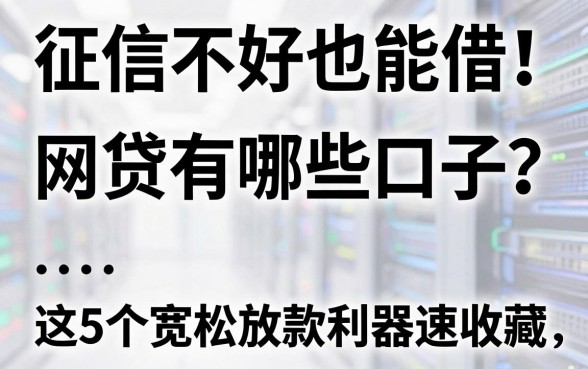 征信不好也能借！网贷有哪些口子？这5个宽松放款利器速收藏