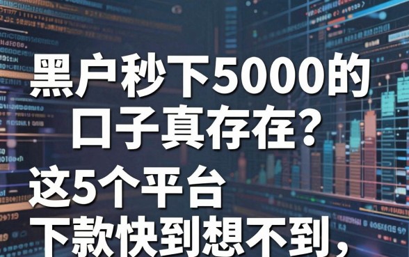 黑户秒下5000的口子真存在？这5个平台下款快到想不到