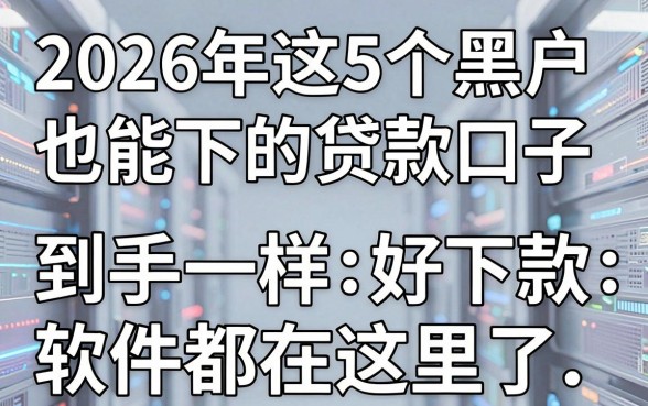 2026年这5个黑户也能下的贷款口子，热门且到手一样好下款的软件都在这里了！