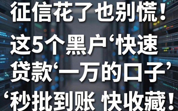 征信花了也别慌!这5个黑户快速贷款一万的口子,秒批到账快收藏